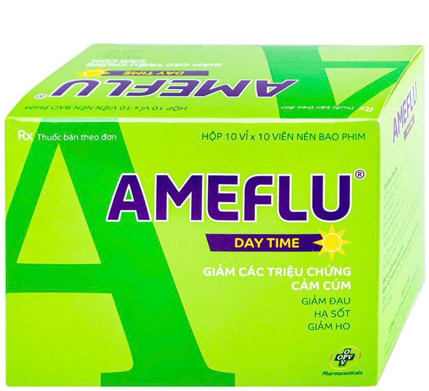 Thuốc Ameflu Day Time OPV giảm các triệu chứng cảm lạnh và cảm cúm (10 vỉ x 10 viên)