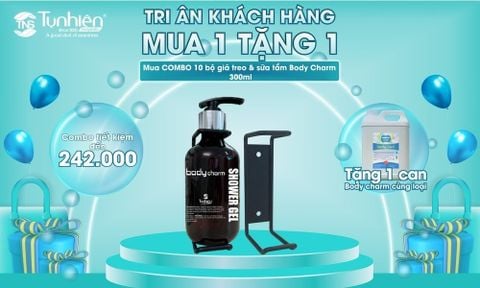 Combo 10 Bộ giá treo & dầu Body Charm 300ml tặng 1 can dầu 5lit cùng loại