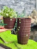 Chậu nhựa trồng cây KT 22x22x17cm màu nâu nhựa Duy Tân 