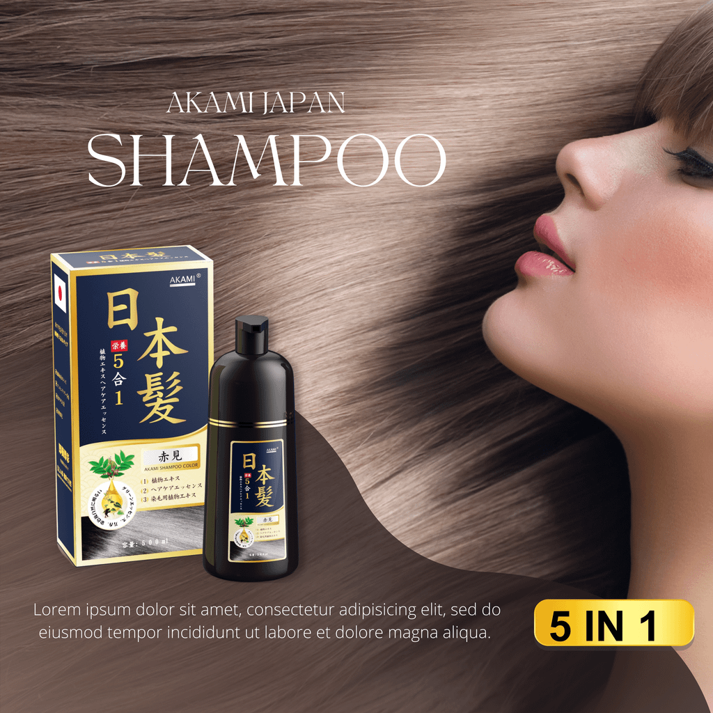 Dầu Gội Phủ Bạc Tóc Hữu Cơ 5 IN 1 Akami Nhật Bản - Phiên Bản Cao Cấp