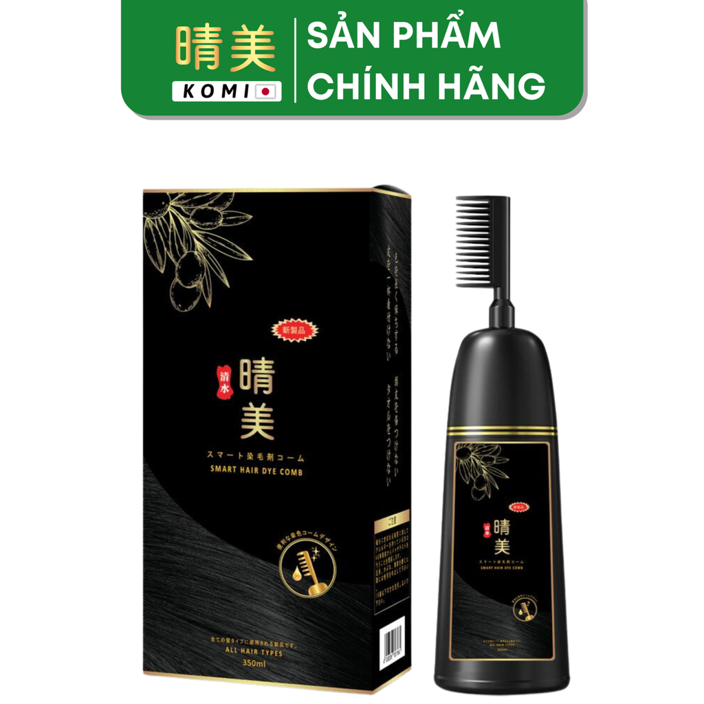 Lược nhuộm tóc Komi Nhật Bản Chính Hãng thảo dược phủ bạc tóc 350ml - Đen tự nhiên