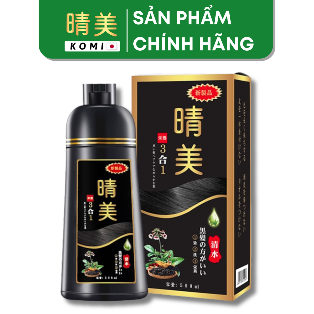 Dầu gội phủ bạc nhuộm tóc thảo dược Komi Nhật Bản chai 500ml - Màu Nho Tím