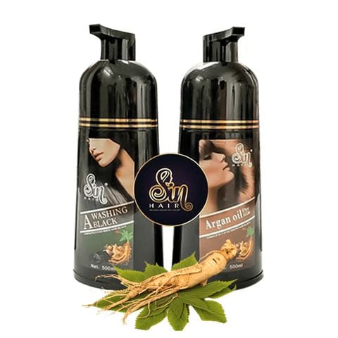 Dầu gội phủ bạc nhuộm tóc thảo dược Sin Hair Nhật Bản chai 500ml - Màu Đen