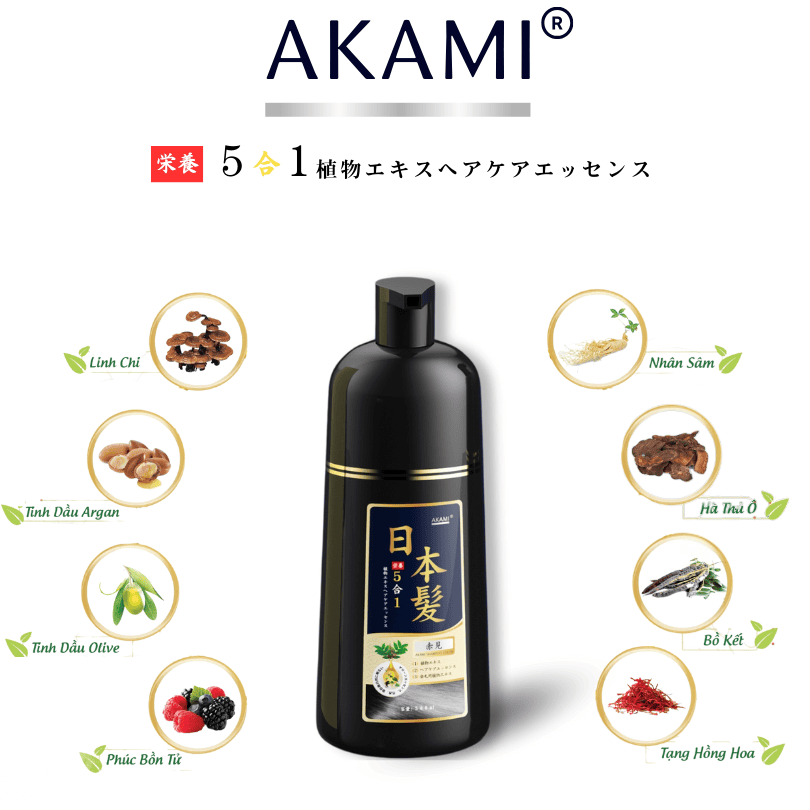 Dầu Gội Phủ Bạc 5 IN 1 Akami Nhật Bản - Phiên Bản Cao Cấp