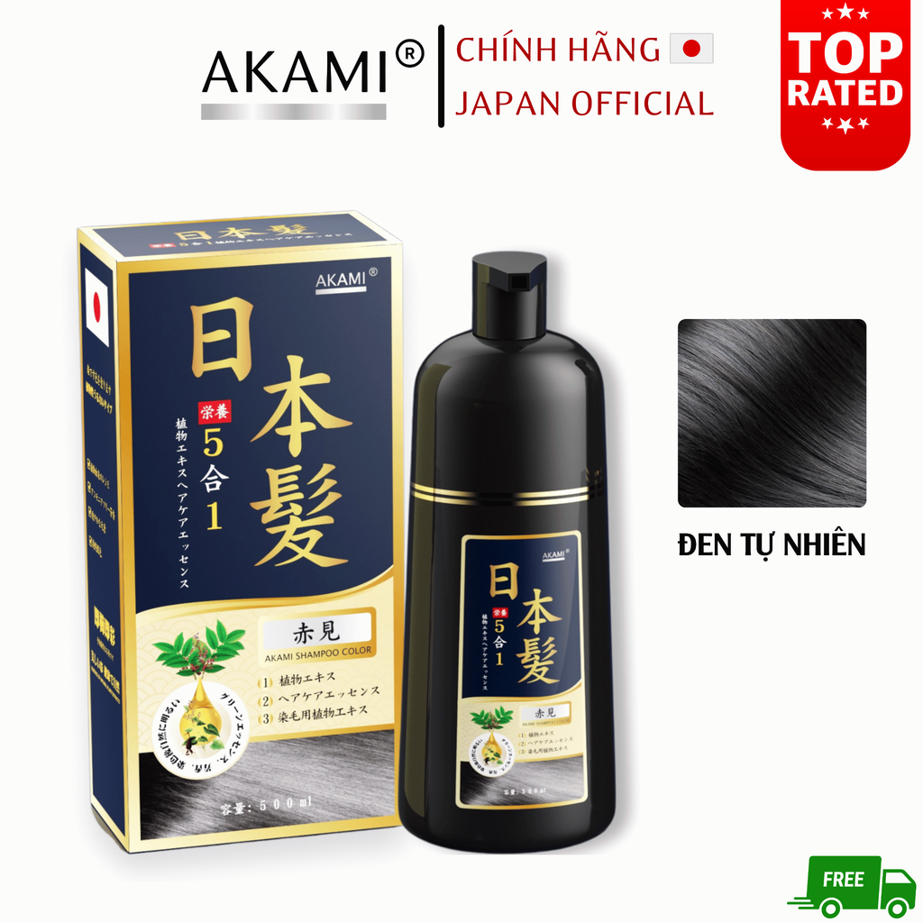 Dầu Gội Phủ Bạc Tóc Hữu Cơ 5 IN 1 Akami Nhật Bản - Phiên Bản Cao Cấp