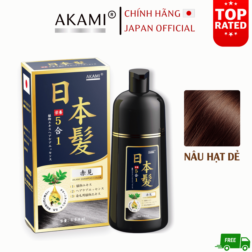 Dầu Gội Phủ Bạc Tóc Hữu Cơ 5 IN 1 Akami Nhật Bản - Phiên Bản Cao Cấp