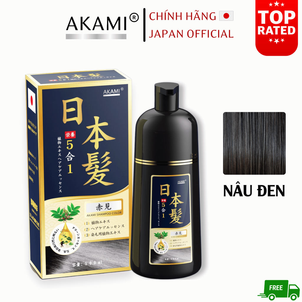 Dầu Gội Phủ Bạc Tóc Hữu Cơ 5 IN 1 Akami Nhật Bản - Phiên Bản Cao Cấp