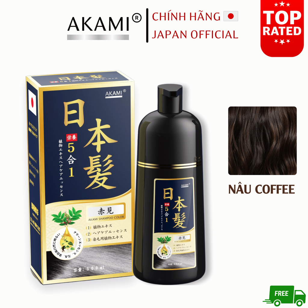 Dầu Gội Phủ Bạc Tóc Hữu Cơ 5 IN 1 Akami Nhật Bản - Phiên Bản Cao Cấp