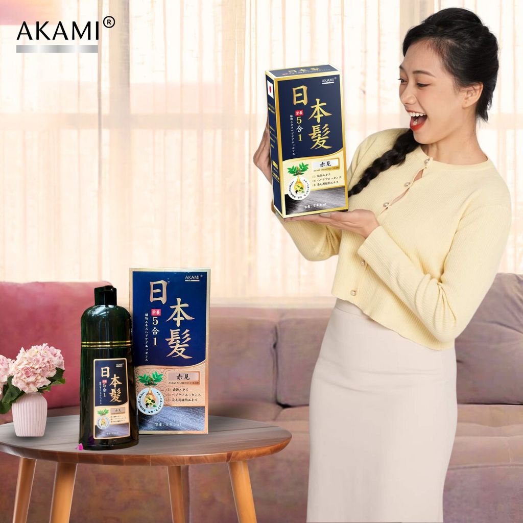 Akami 5 IN 1 Chính Hãng  Nhật Bản Dầu Gội Phủ Bạc Nhân Sâm, Gội là đen, Komi, Sin hair, Laco - Phiên Bản Cao Cấp