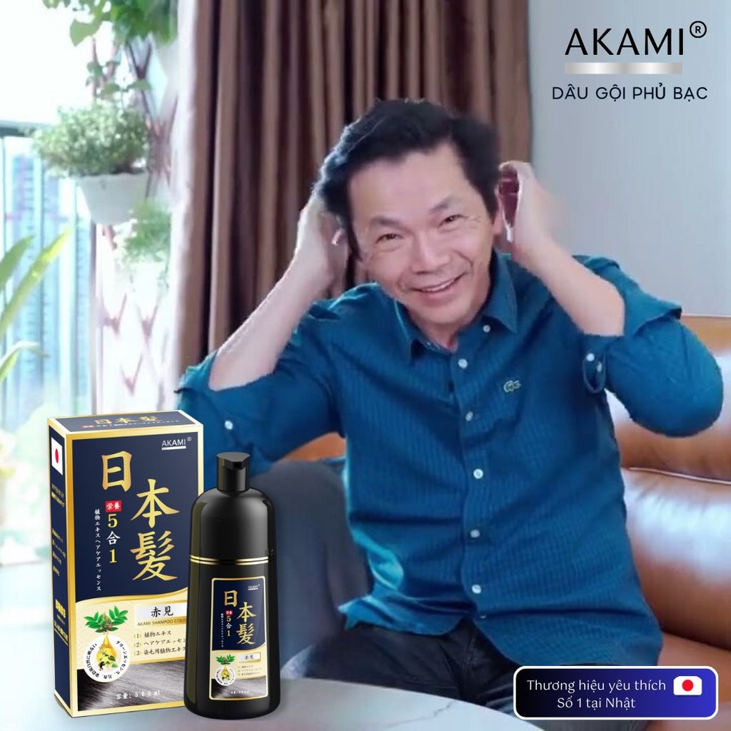 Akami 5 IN 1 Chính Hãng  Nhật Bản Dầu Gội Phủ Bạc Nhân Sâm - Phiên Bản Cao Cấp
