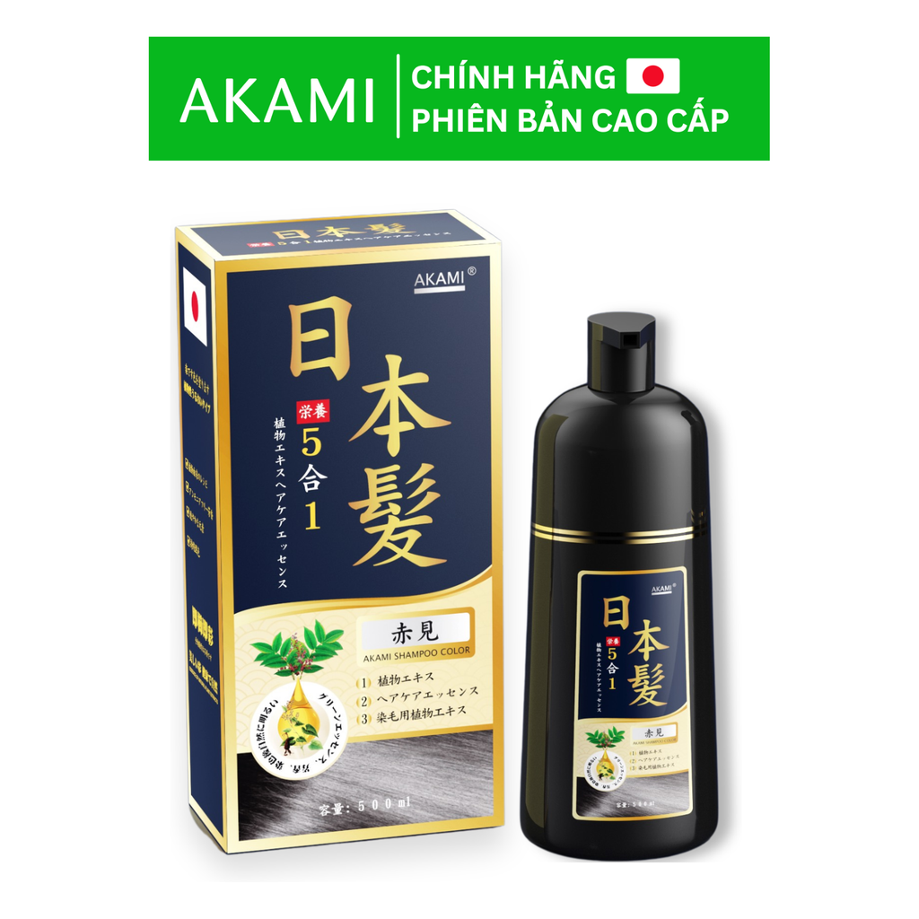 Akami 5 IN 1 Chính Hãng  Nhật Bản Dầu Gội Phủ Bạc Nhân Sâm, Gội là đen, Komi, Sin hair, Laco - Phiên Bản Cao Cấp