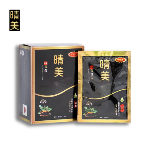 Dầu gội phủ bạc Komi Nhật Bản 1 Hộp x 10 Gói nhuộm tóc thảo dược thành phân thiên nhiên 250ml - Đen tự nhiên
