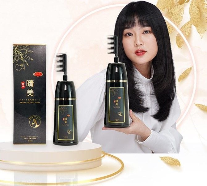 Lược nhuộm tóc Komi Nhật Bản Chính Hãng thảo dược phủ bạc tóc 350ml - Đen tự nhiên