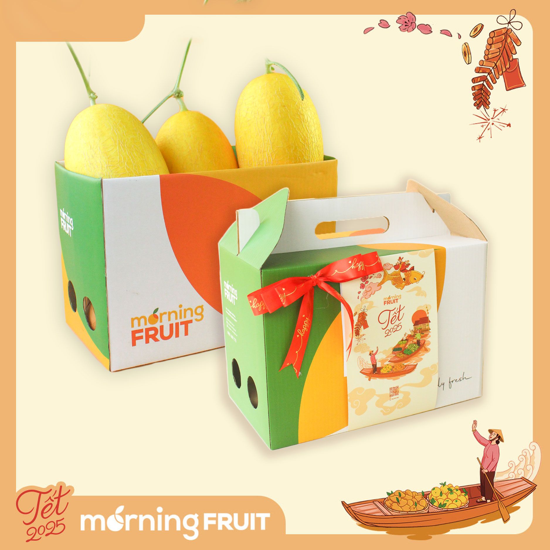  Hộp quà Tết Dưa Lưới Hoàng Kim (thùng 5.5KG) 