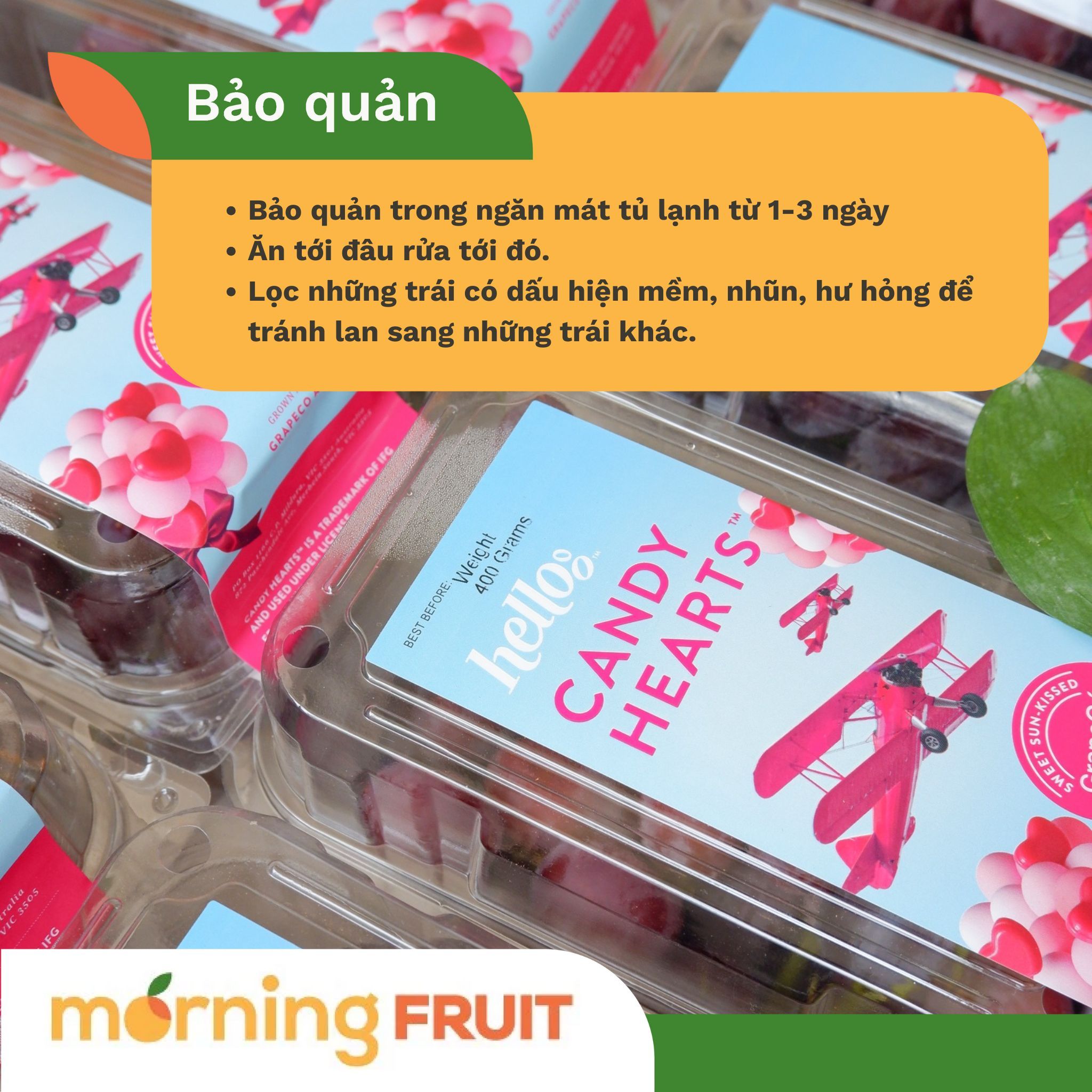  Nho kẹo vị vải Candy Heart Úc (hộp 400GR) 