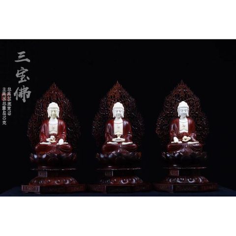 Tượng Tam Thế Phật gỗ tử đàn Ấn Độ