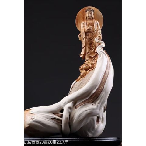 Tượng Phật A Di Đà gỗ nhai bách