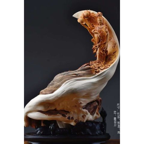 Tượng Quan Âm Như Ý gỗ nhai