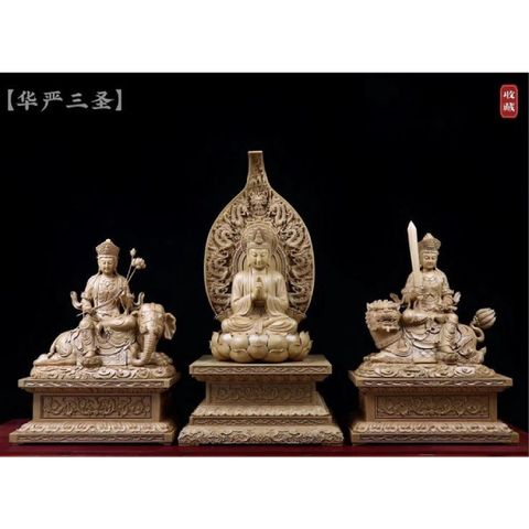 Bộ Tượng Thích Ca Tam Thánh trầm hương