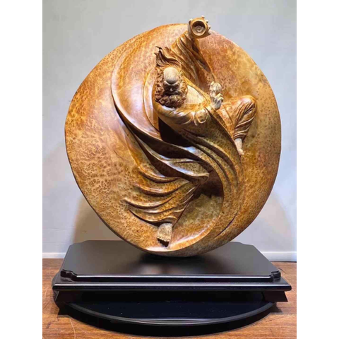 Tượng Đạt Ma Thái Cực gỗ nu sam