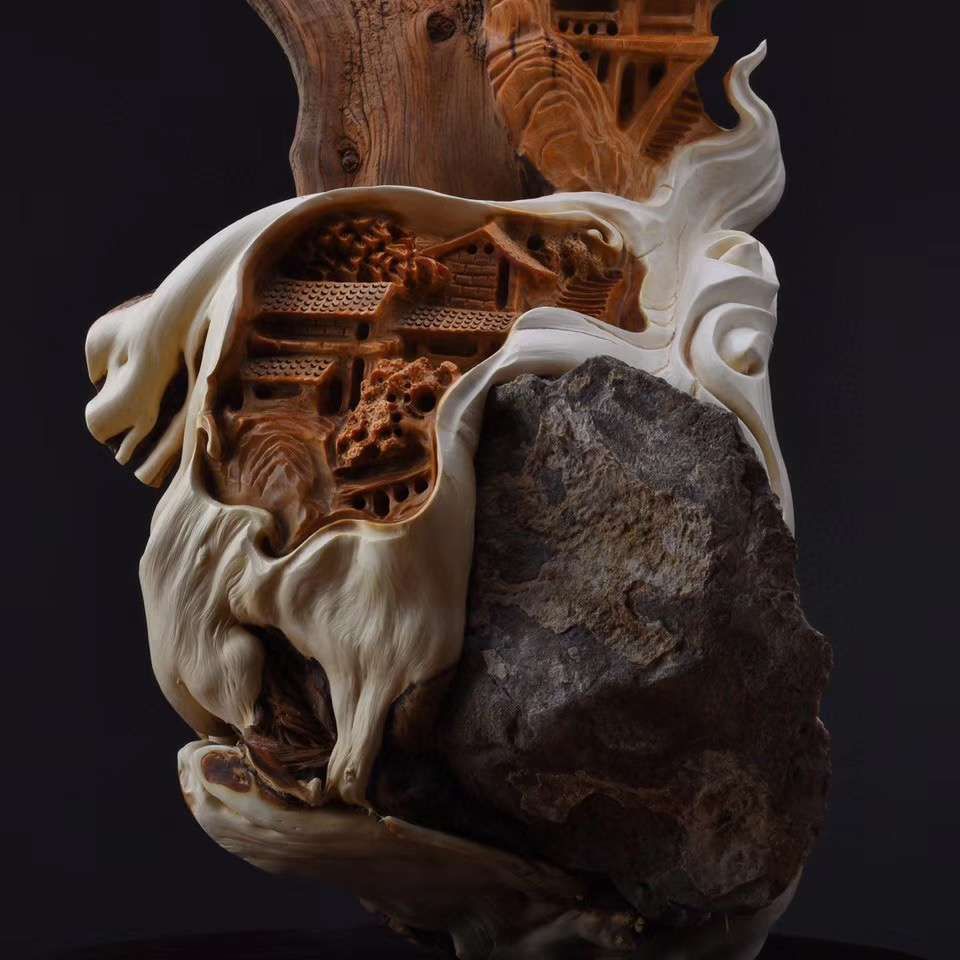 Tiểu cảnh sơn dã gỗ nhai bách