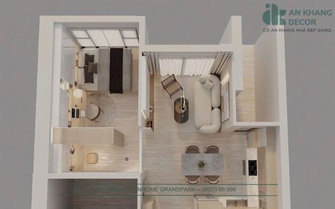  Dự án thiết kế, thi công chung cư 1 PN Vinhomes Grand Park | An Khang Decor 