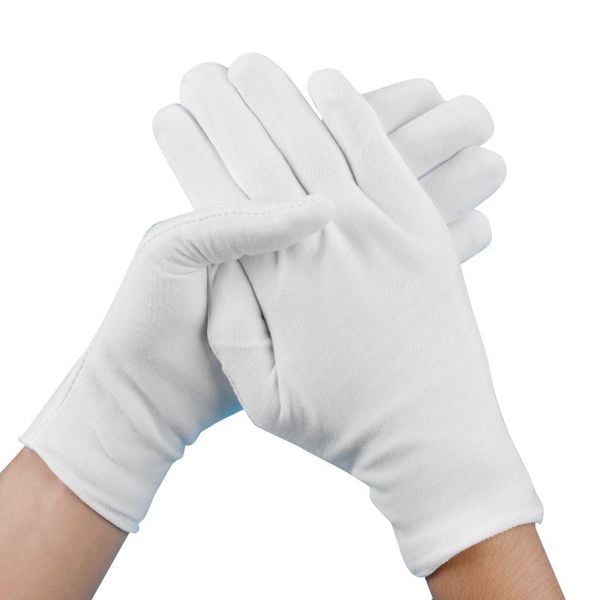 Găng tay vải cotton màu trắng