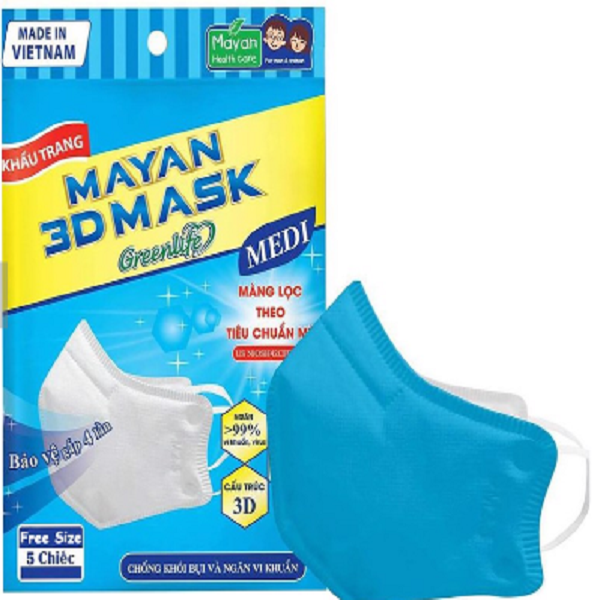 Khẩu Trang Mayan 3D Medi Pm2.5 túi 5 cái