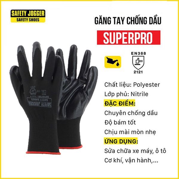 GĂNG TAY CHỐNG DẦU PHỦ NITRILE JOGGER SUPERPRO