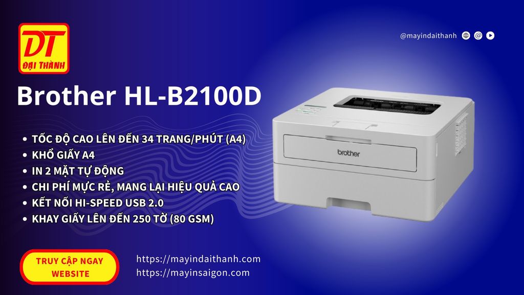 Máy In Brother HL-B2100D - Laser Trắng Đen, Khổ A4, In 2 Mặt