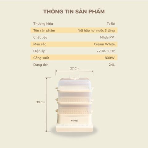  Nồi Hấp Hơi Nước 3 Tầng ToBé MS 9139 
