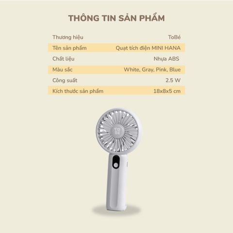  Quạt Tích Điện Mini HANA MS 9142 