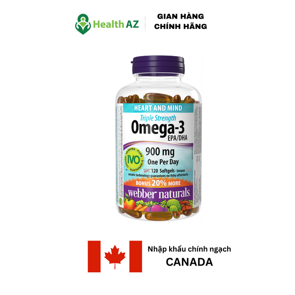 Viên Uống Dầu Cá Triple Strength Omega 3 WEBBER NATURALS Hỗ trợ sức khỏe não, tim, mắt, khớp