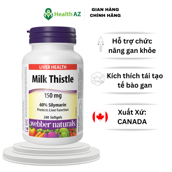Viên uống bổ gan Milk Thistle 150mg WEBBER NATURALS Hộp 240 viên