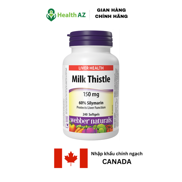 Viên uống bổ gan Milk Thistle 150mg WEBBER NATURALS Hộp 240 viên