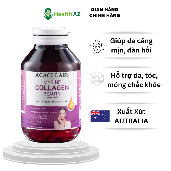 Viên Uống Đẹp Da Marine Collagen Beauty ACACI LABS Hỗ Trợ Da Móng Tóc Khoẻ Mạnh Hộp 90 Viên