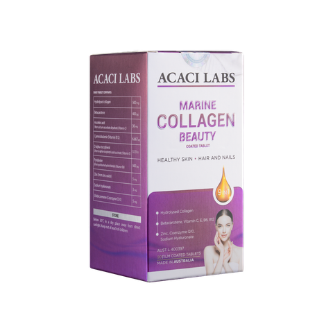 Viên Uống Đẹp Da Marine Collagen Beauty ACACI LABS Hỗ Trợ Da Móng Tóc Khoẻ Mạnh Hộp 90 Viên