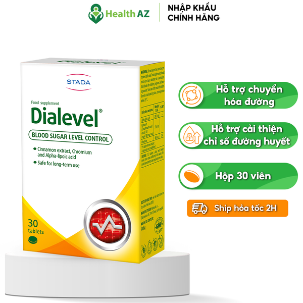 Viên uống cải thiện đường huyết Dialevel STADA hỗ trợ chuyển hóa đường, cải thiện chỉ số đường huyết cho người có nguy cơ tiểu đường_Hộp 30 viên
