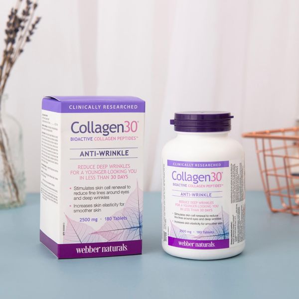 Viên uống đẹp da, tóc, móng Collagen30 Bioactive  Verisol Peptide WEBBER NATURALs Hộp 180 viên