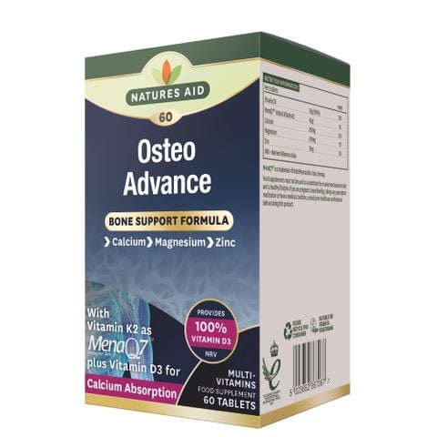 Viên uống tăng chiều cao khỏe răng xương Osteo Advance NATURES AID cho thanh thiếu niên và người lớn Hộp 60 viên