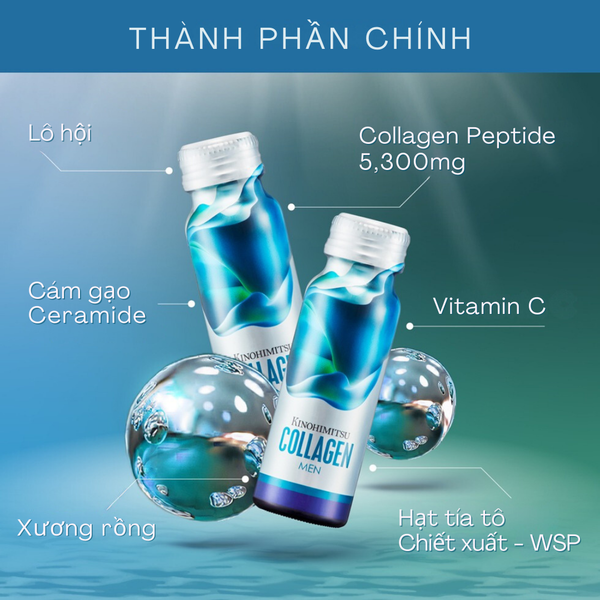  Nước uống đẹp da cho nam Kinohimitsu Collagen Men (Hộp 10 chai) 