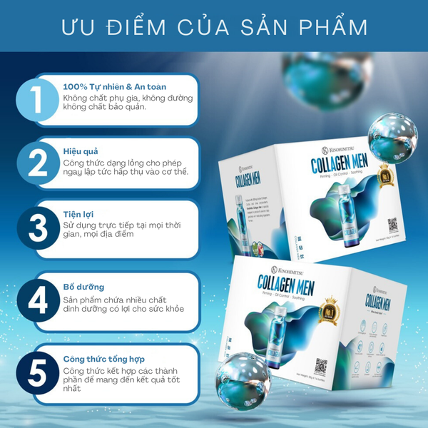  Nước uống đẹp da cho nam Kinohimitsu Collagen Men (Hộp 10 chai) 