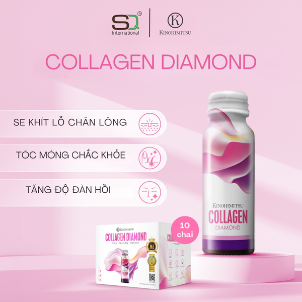  Nước uống chống lão hóa và sáng da Kinohimitsu Collagen Diamond 5300 (Hộp 10 chai) 