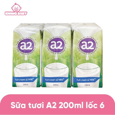 Sữa tươi A2 nguyên kem lốc 6 hộp 200ml