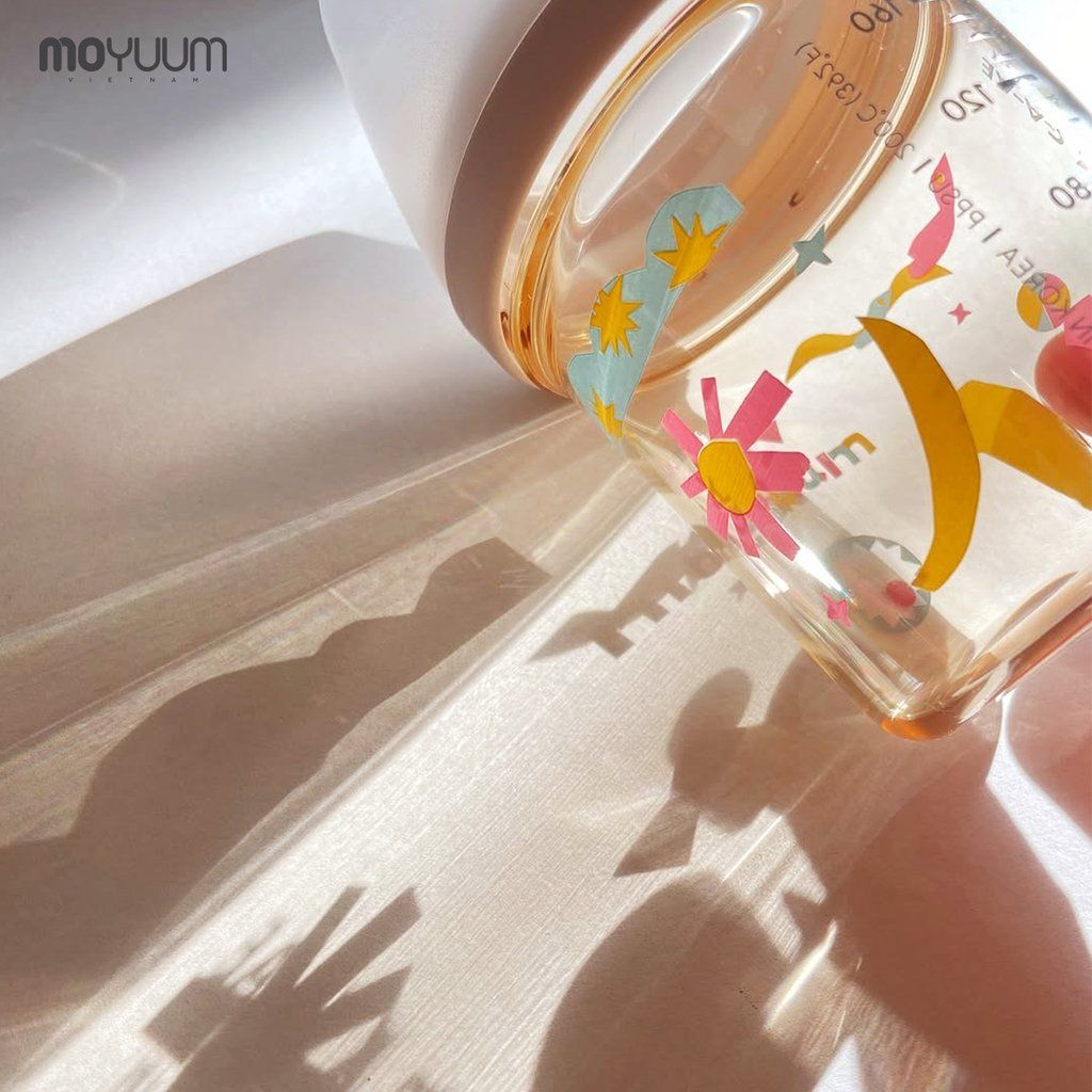Bình sữa Moyuum PPSU Movaa họa tiết trắng