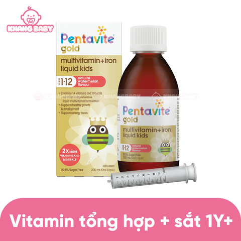 Siro vitamin tổng hợp kèm sắt Pentavite Gold Úc 200ml 1Y+