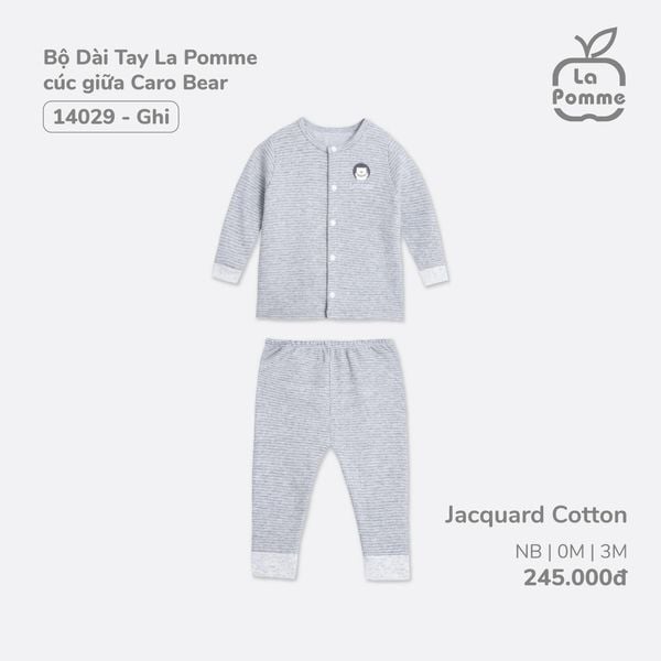 Bộ dài tay cài giữa La Pomme Caro Bear 0211