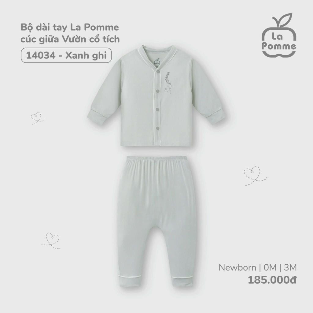 Bộ dài tay cài giữa La Pomme Vườn cổ tích 0186