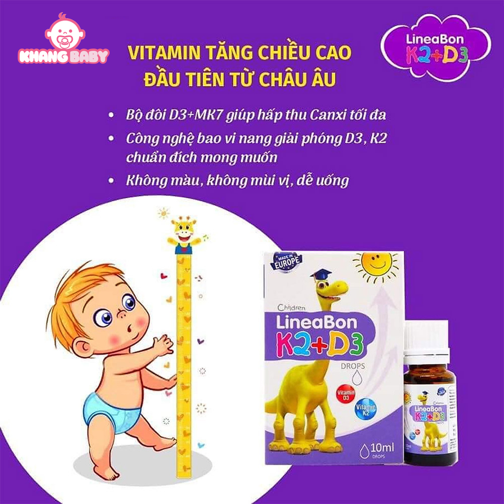 Vitamin D3K2 LineaBon 0M+ dạng nhỏ giọt