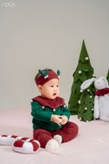 Bộ dài áo xanh phối quần đỏ Noel Nous